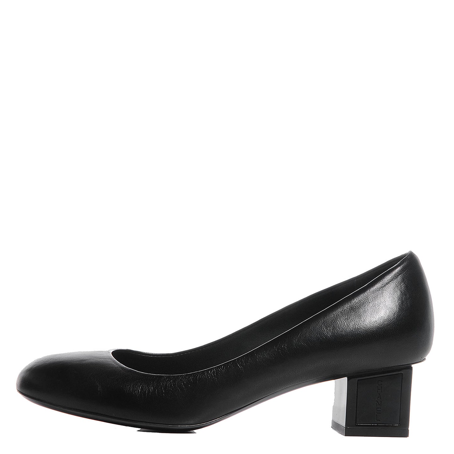 Leather Round Toe Pumps 38.5 Black