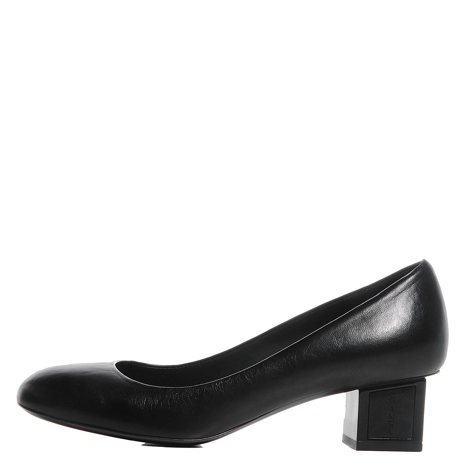 Chanel Leather Round Toe Pumps 38.5 Black 1 of 8
