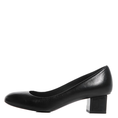 Chanel Leather Round Toe Pumps 38.5 Black 1 of 8