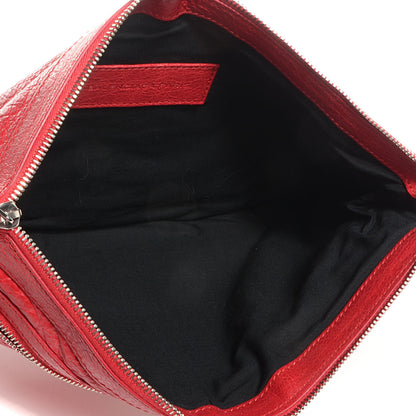 Balenciaga Agneau Classic Hardware Medium Clip Clutch Rouge Coquelicot 5 of 10