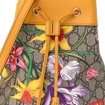 Gucci GG Supreme Monogram Flora Small Ophidia Bucket Bag Beige Multicolor Crop 7 of 8