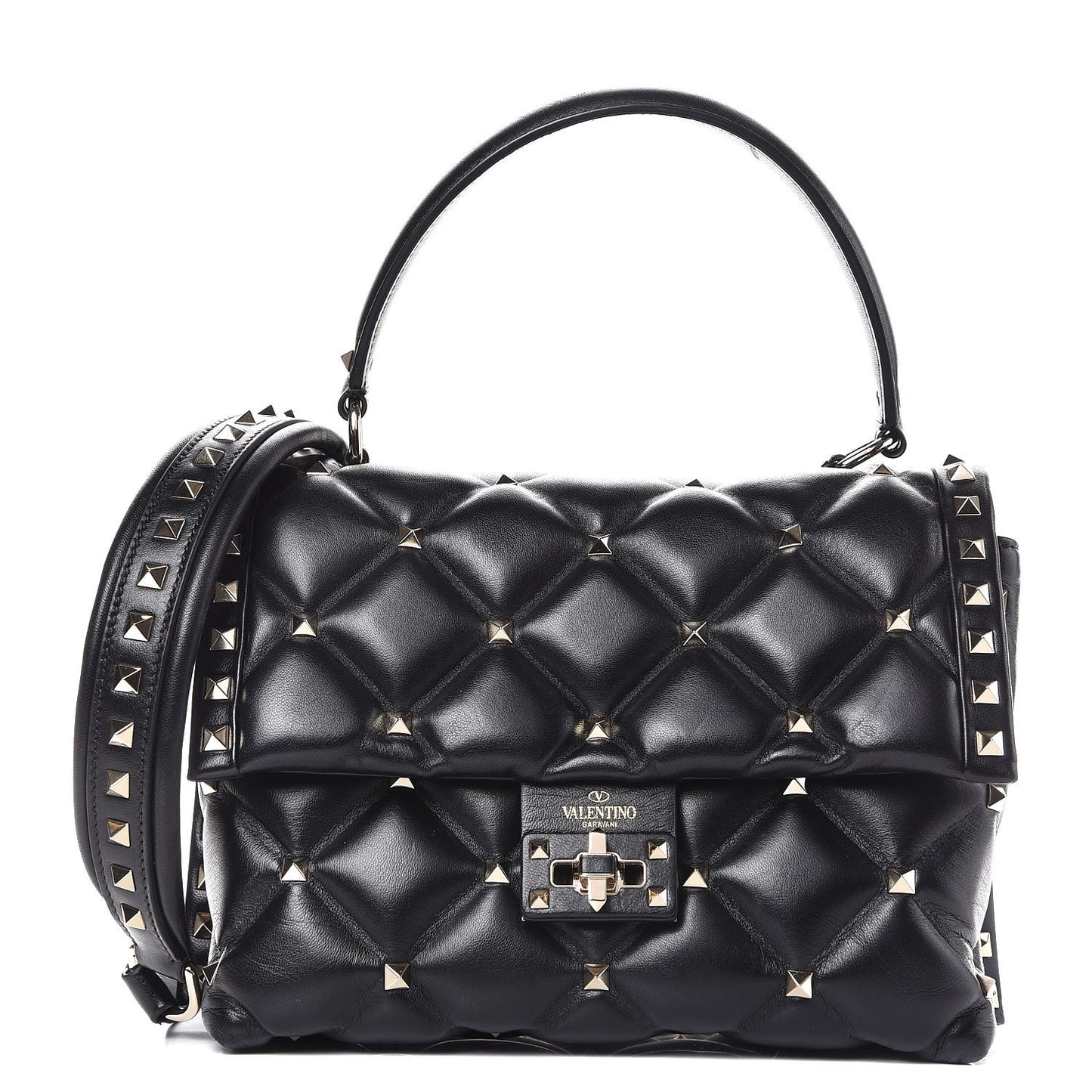 Nappa Medium Candystud Top Handle Bag Black