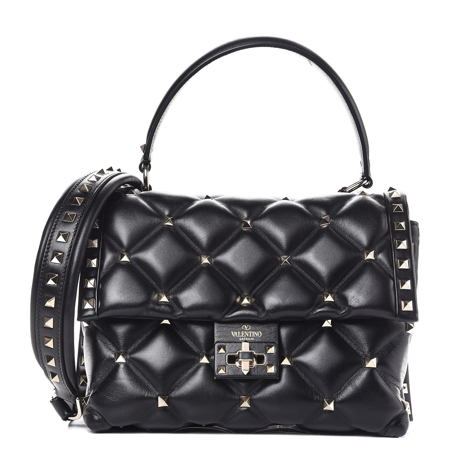 Valentino Garavani Nappa Medium Candystud Top Handle Bag Black 1 of 10
