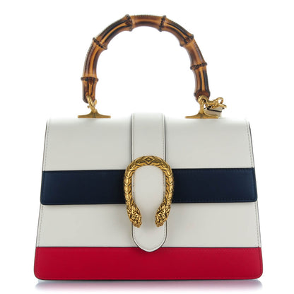 Gucci Calfskin Bamboo Web Medium Dionysus Top Handle Bag White Blue Hibiscus Red 1 of 7