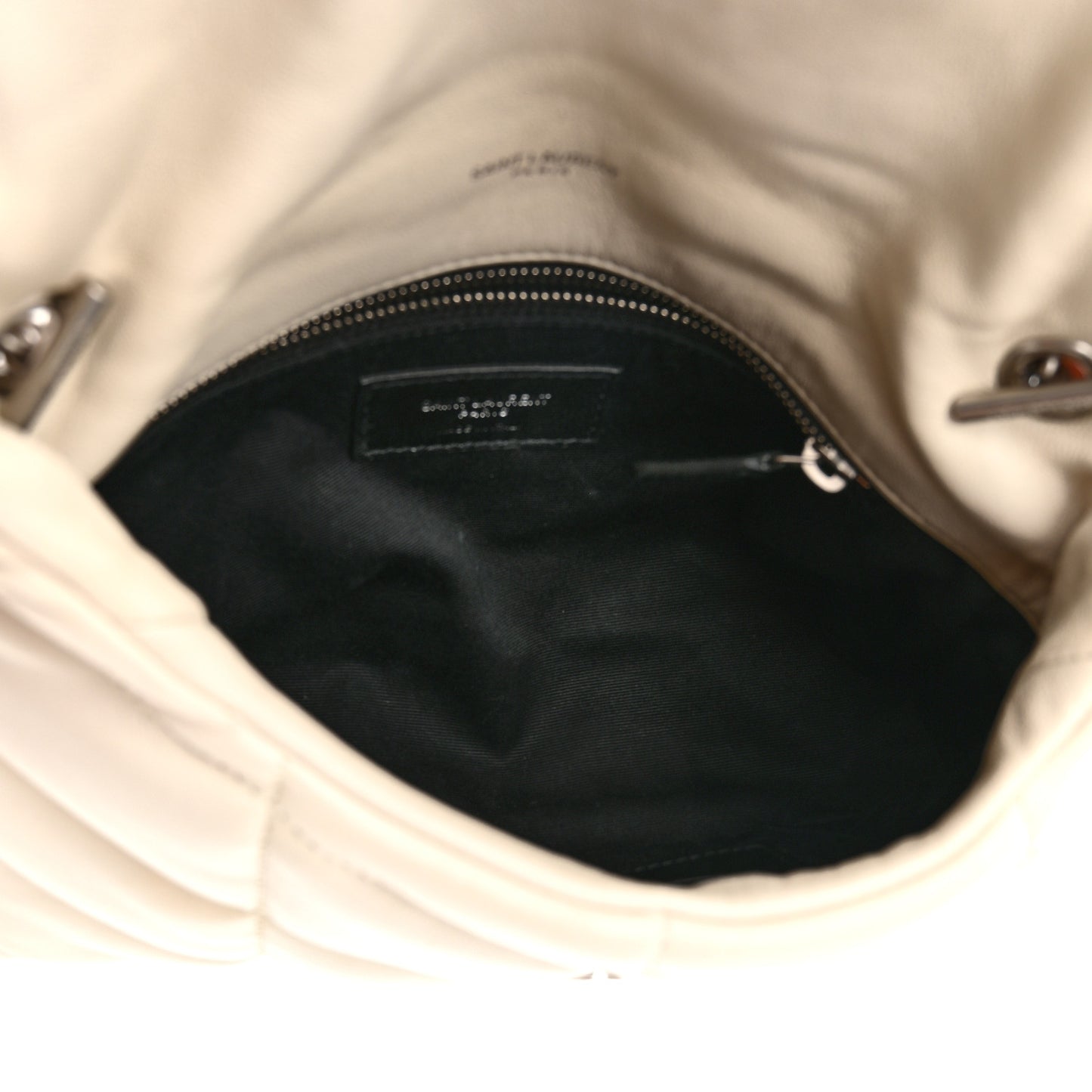 Lambskin Quilted Toy Loulou Puffer Monogram Chain Satchel Blanc Vintage