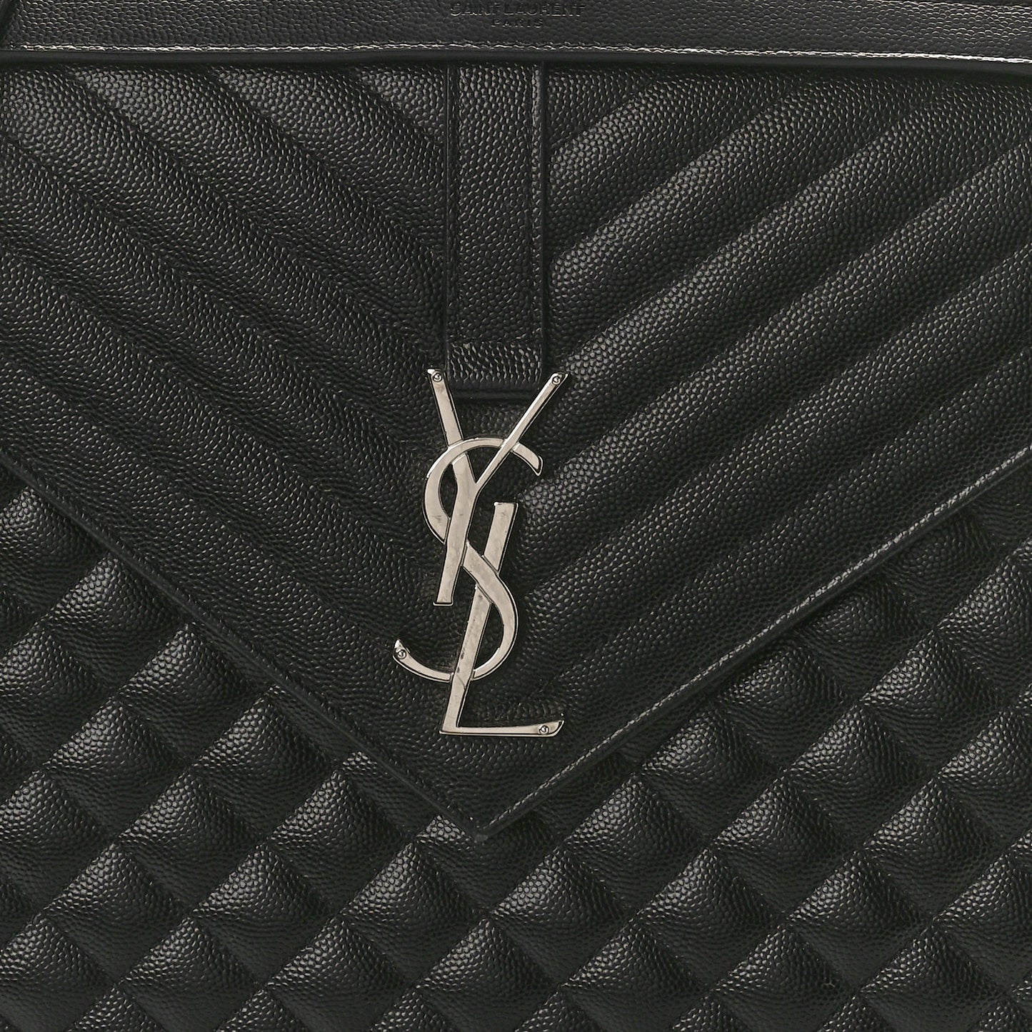Grain De Poudre Textured Mixed Matelasse Large Triquilt Monogram Satchel Black