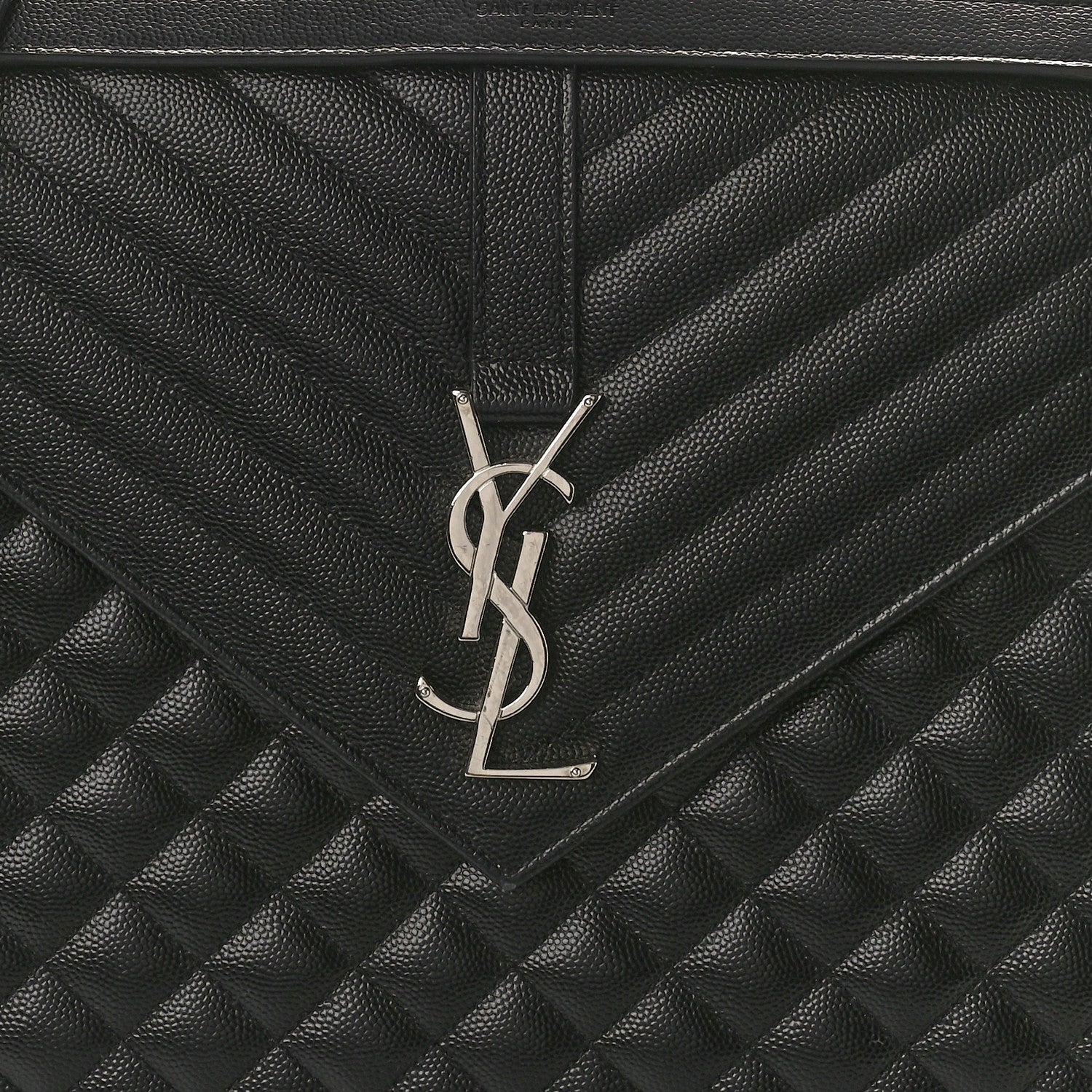 Saint Laurent Grain De Poudre Textured Mixed Matelasse Large Triquilt Monogram Satchel Black 8 of 12