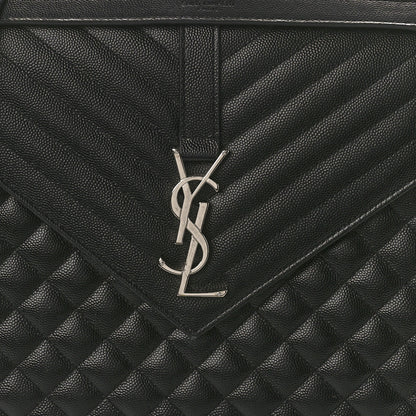 Saint Laurent Grain De Poudre Textured Mixed Matelasse Large Triquilt Monogram Satchel Black 8 of 12