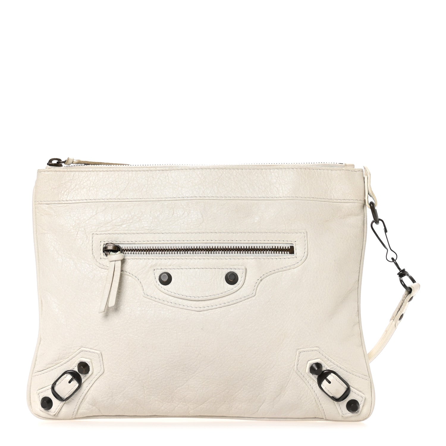 Balenciaga Agneau Classic Hardware Flat Handle Clutch White 1 of 12