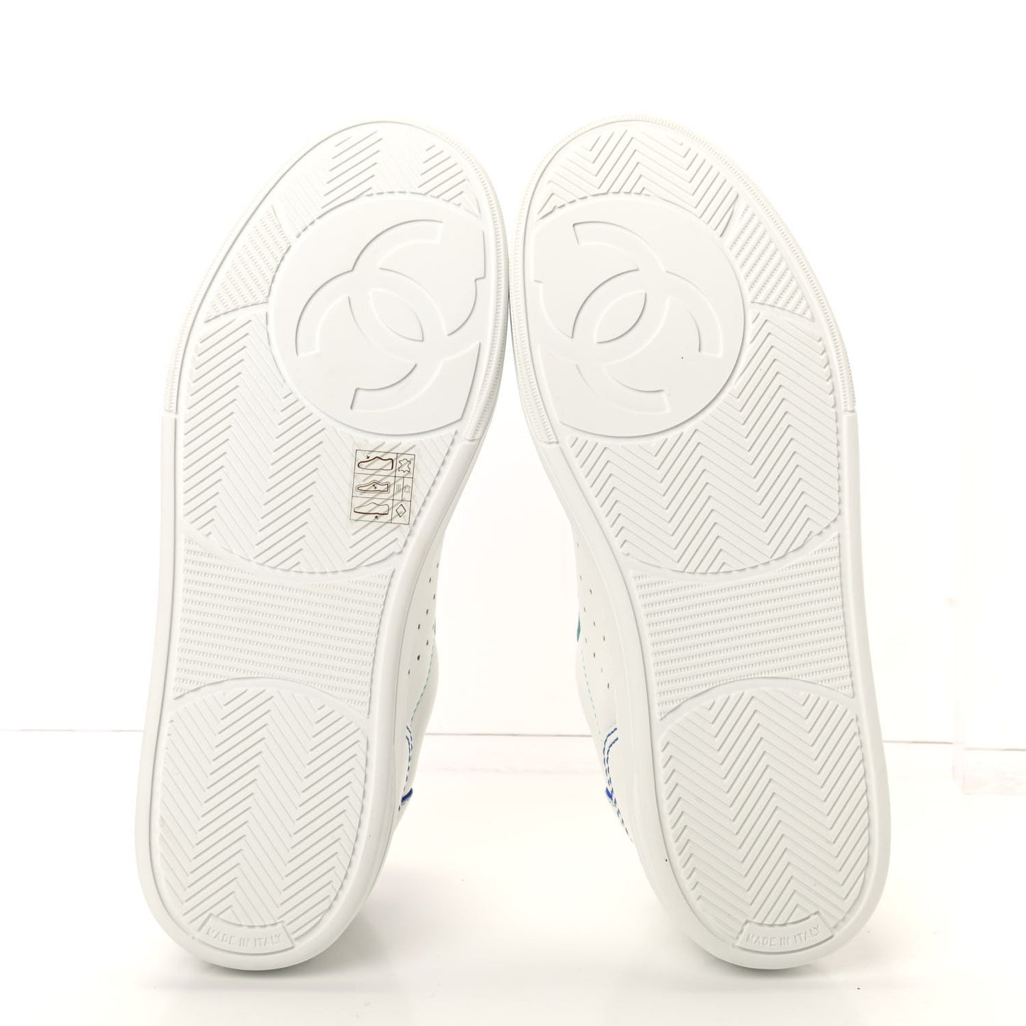 Calfskin Womens Logo Sneakers 37 White Blue
