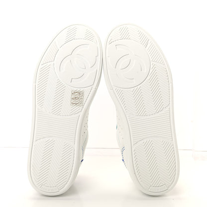 Chanel Calfskin Womens Logo Sneakers 37 White Blue 6 of 11
