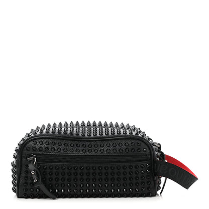 Christian Louboutin Calfskin Spikes Mens Blaster Toiletry Bag Black 1 of 6