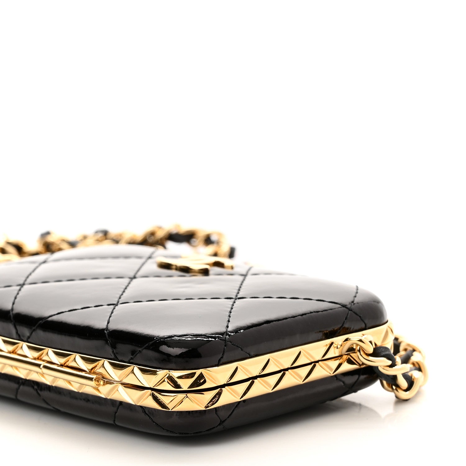Chanel Glazed Goatskin Quilted Small Box With Chain Black 11 of 12