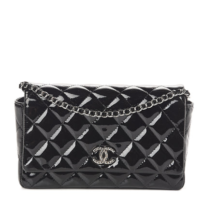 Chanel Patent Quilted Brilliant Wallet On Chain WOC Black 1 of 10