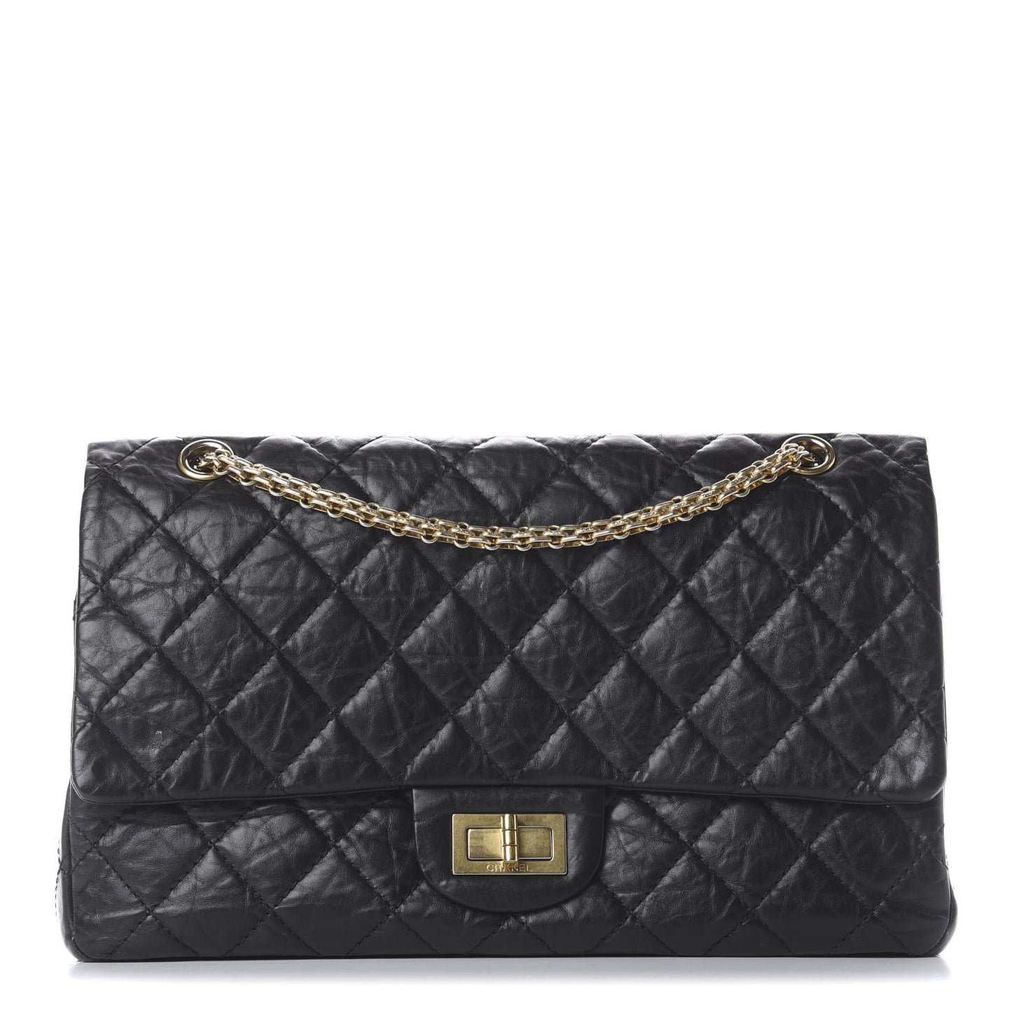 Aged Calfskin Quilted 2.55 Reissue 227 Flap Black