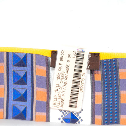 Hermes Silk Colliers De Chiens Twilly Juane Vif Indigo Juane D'or 3 of 6