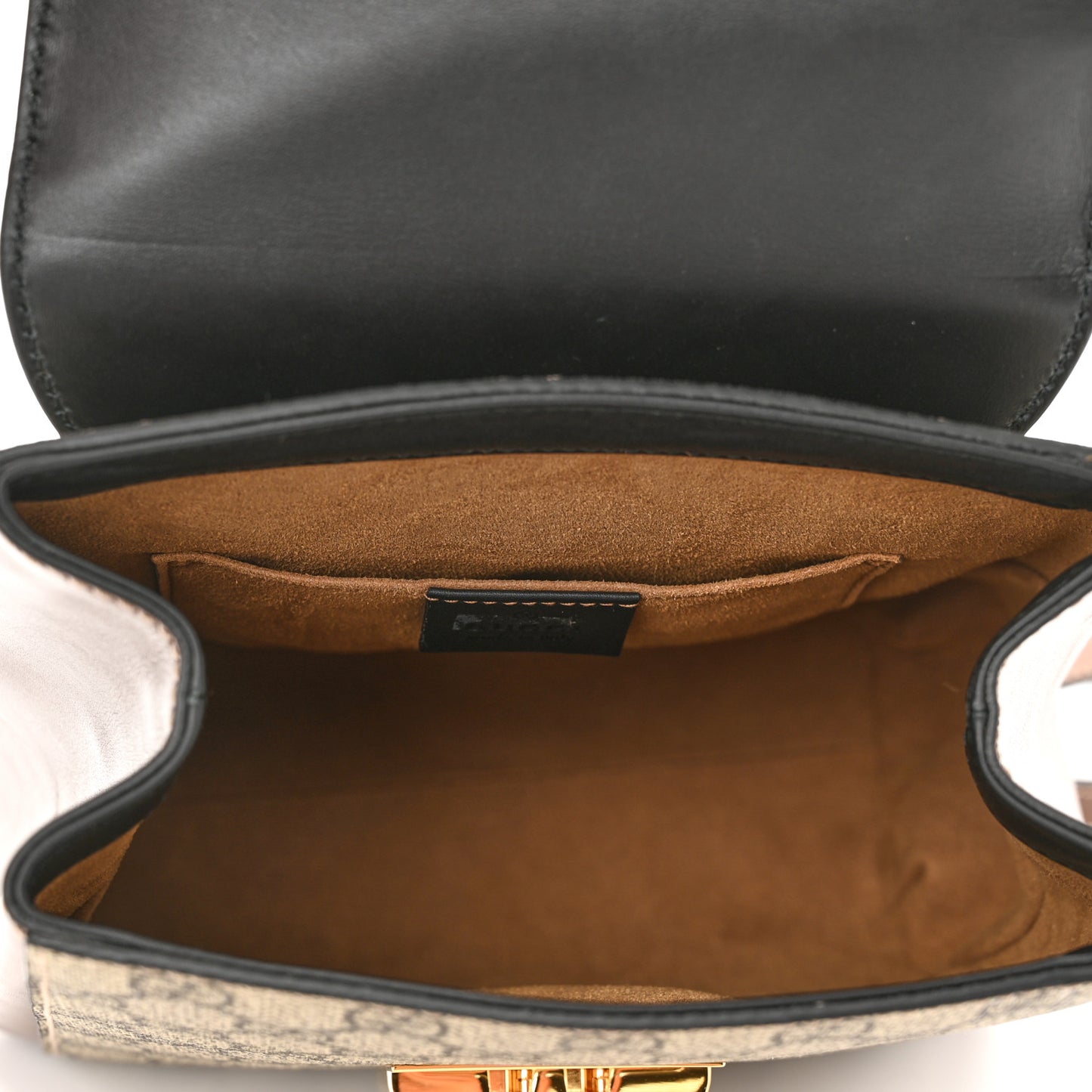 GG Supreme Monogram Calfskin Padlock Backpack Beige Cuir Black