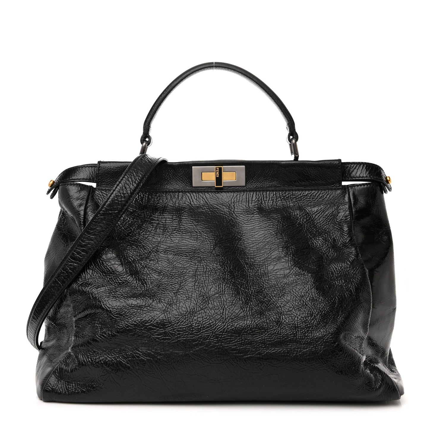 Patent Large Peekaboo Iconic Satchel Black