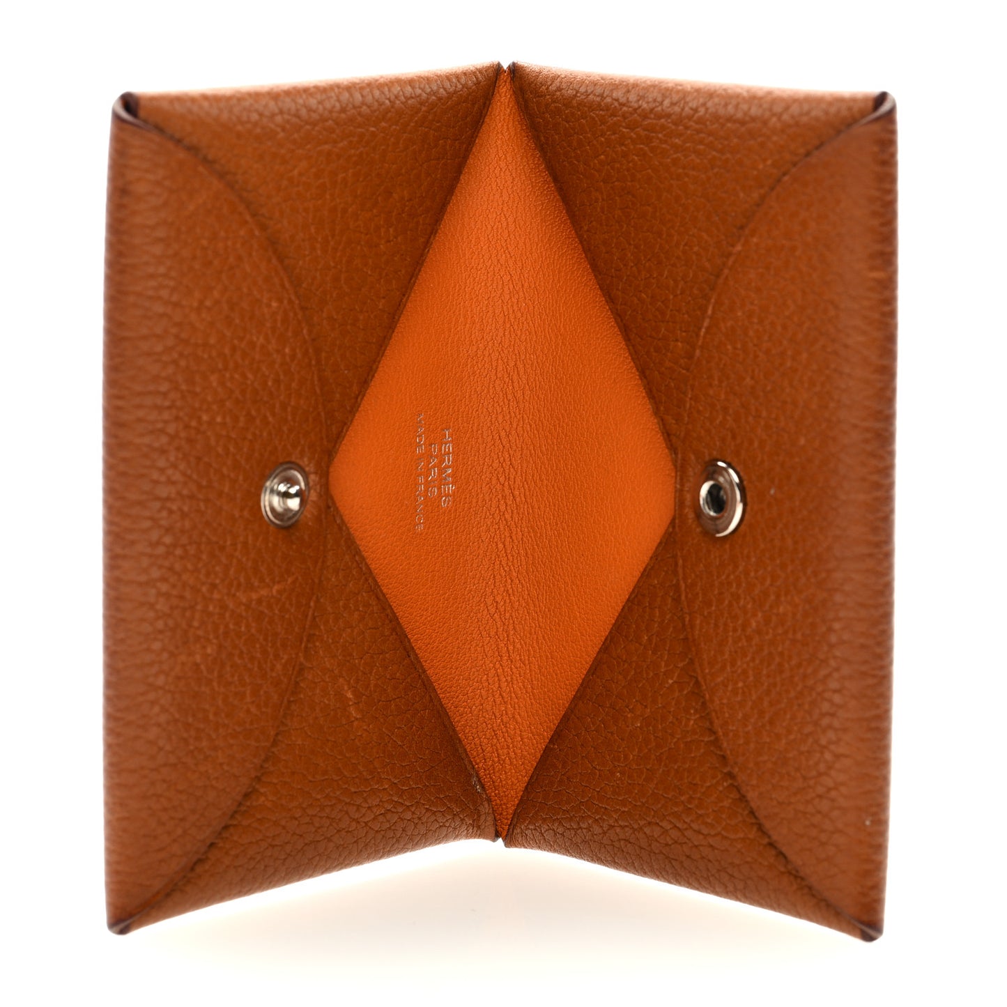 Barenia Verso Calvi Card Case Fauve Orange Poppy
