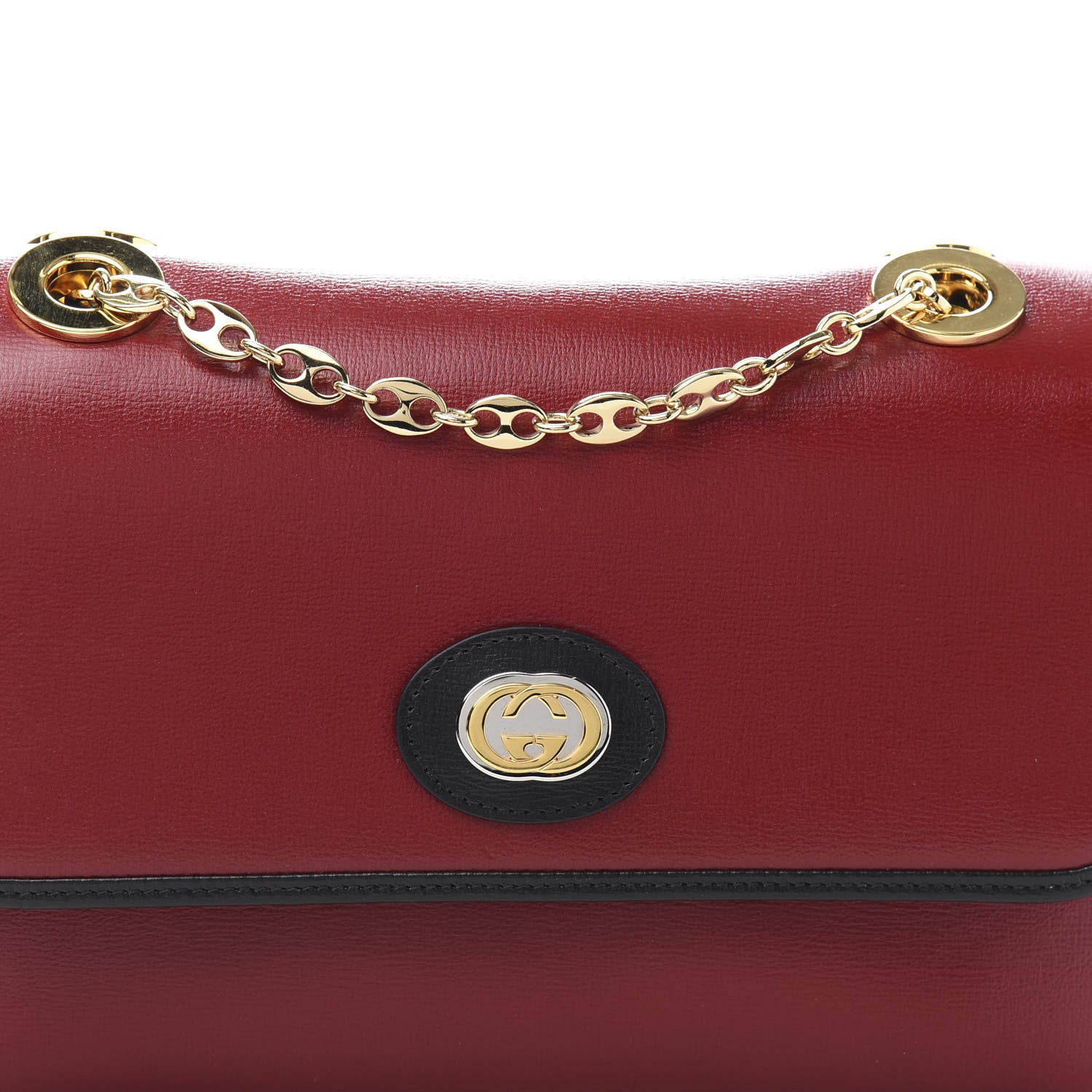 Gucci Azalea Calfskin Bi-Color Small Marina Chain Shoulder Bag New Cherry Red Black 11 of 11