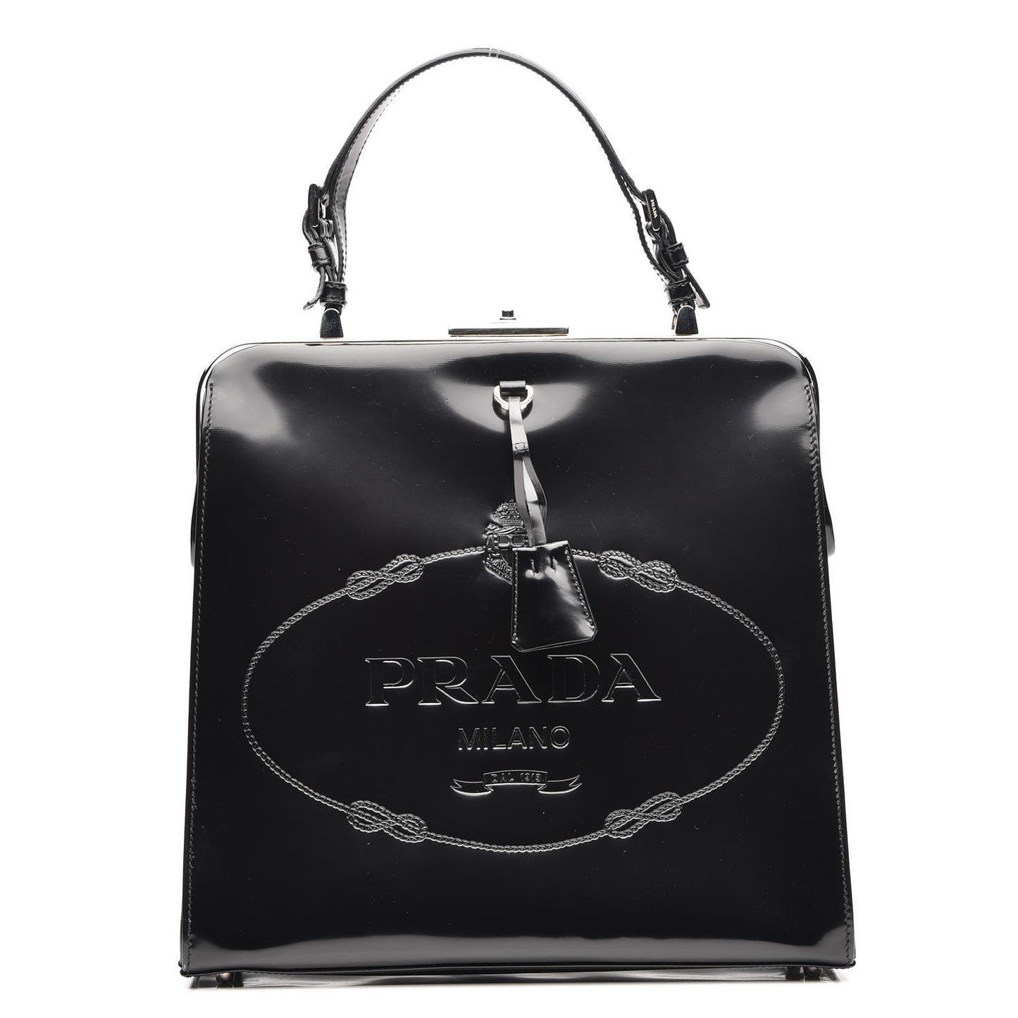 Spazzolato Logo Print Framed Bag Nero Black