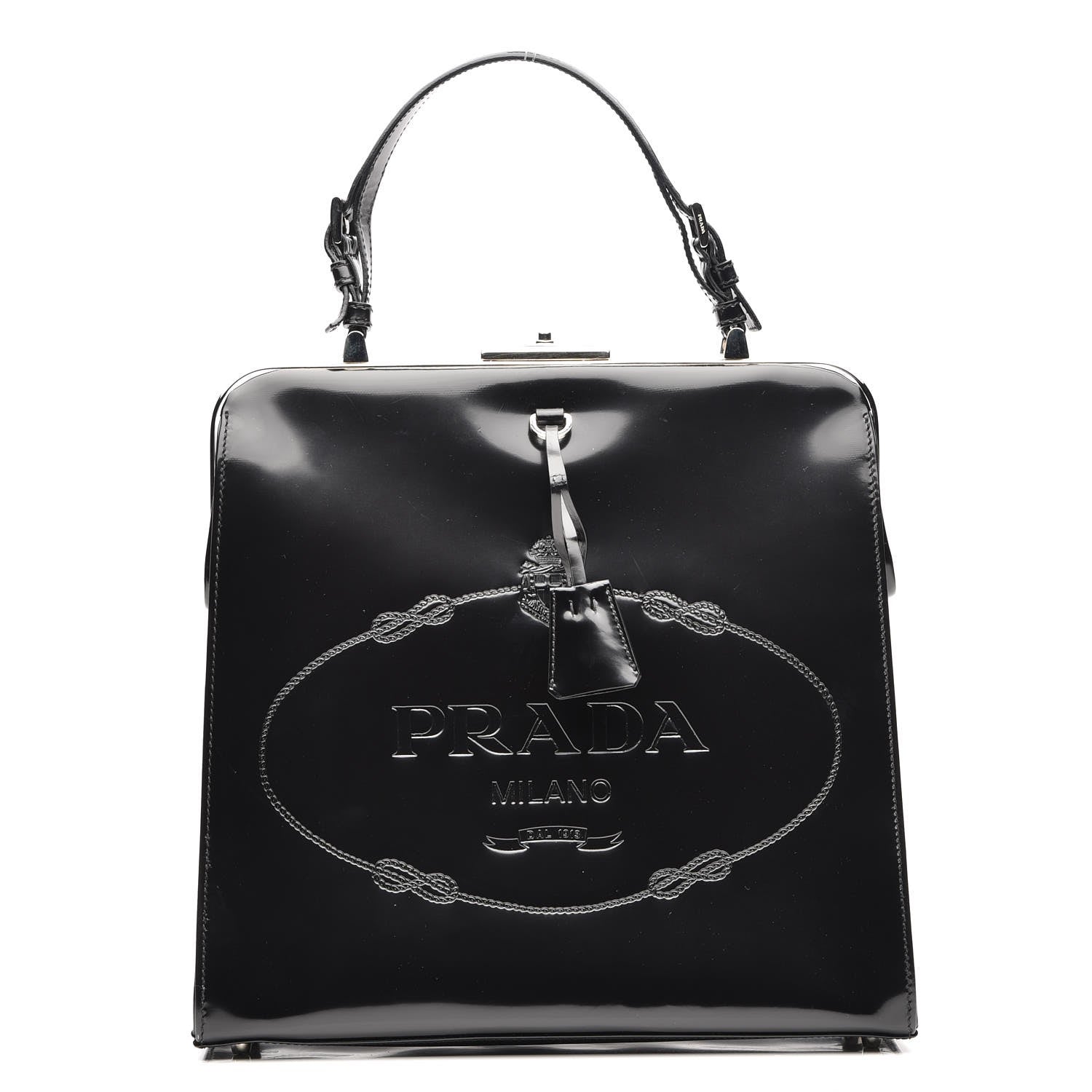 Prada Spazzolato Logo Print Framed Bag Nero Black 1 of 7