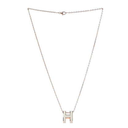 Hermes Lacquered Palladium Pop H Pendant Necklace White 3 of 6