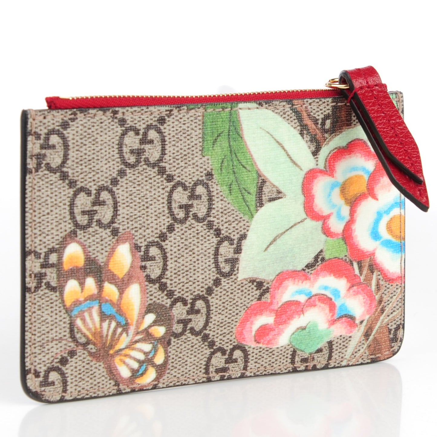 GG Supreme Monogram Tian Key Case Beige Multicolor Red