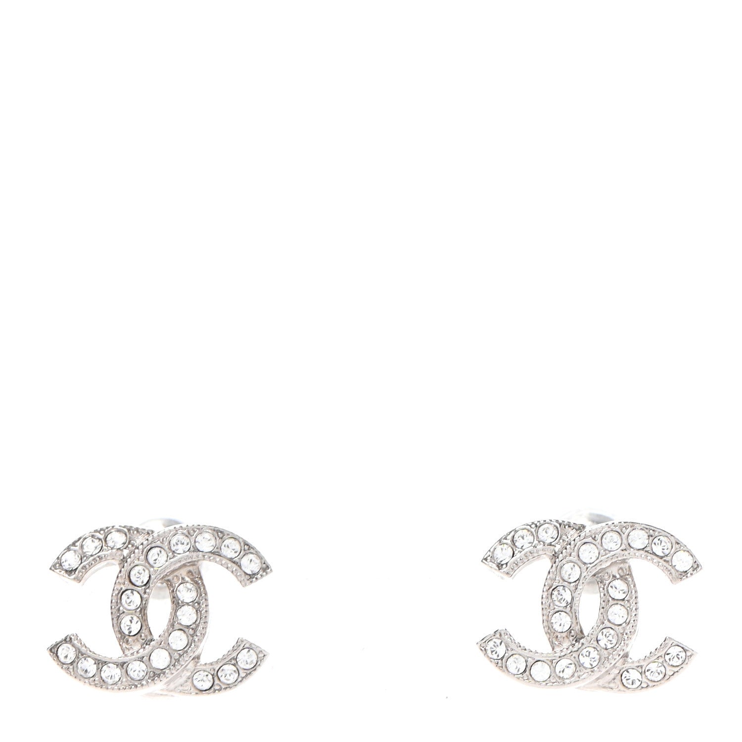 Chanel Crystal Mini CC Earrings Silver 1 of 4