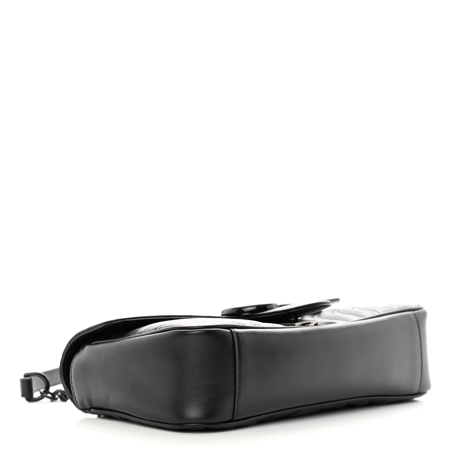 Gucci Calfskin Matelasse Monochrome Small GG Marmont Shoulder Bag Black 4 of 11