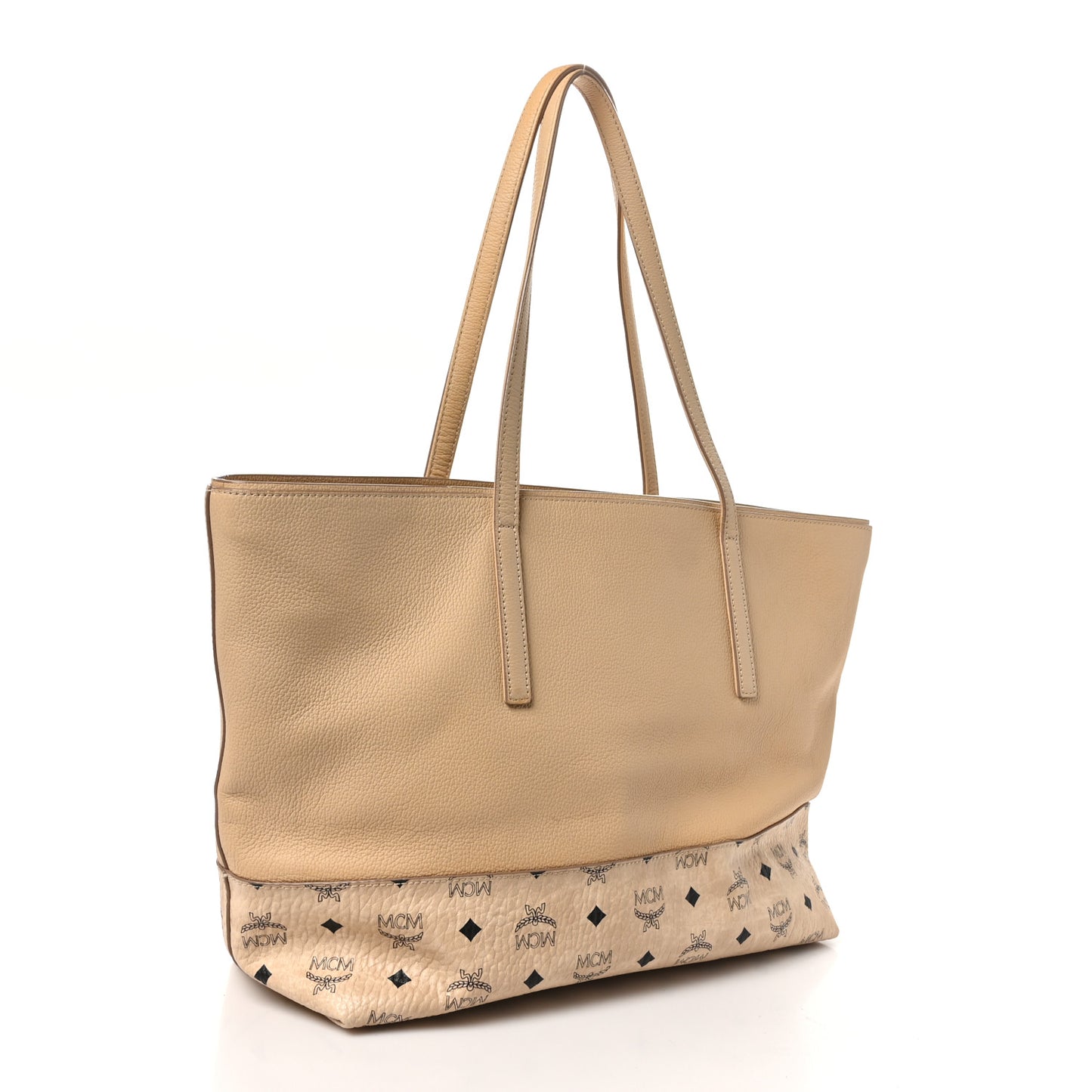 Calfskin Visetos Anya Shopper Tote Beige