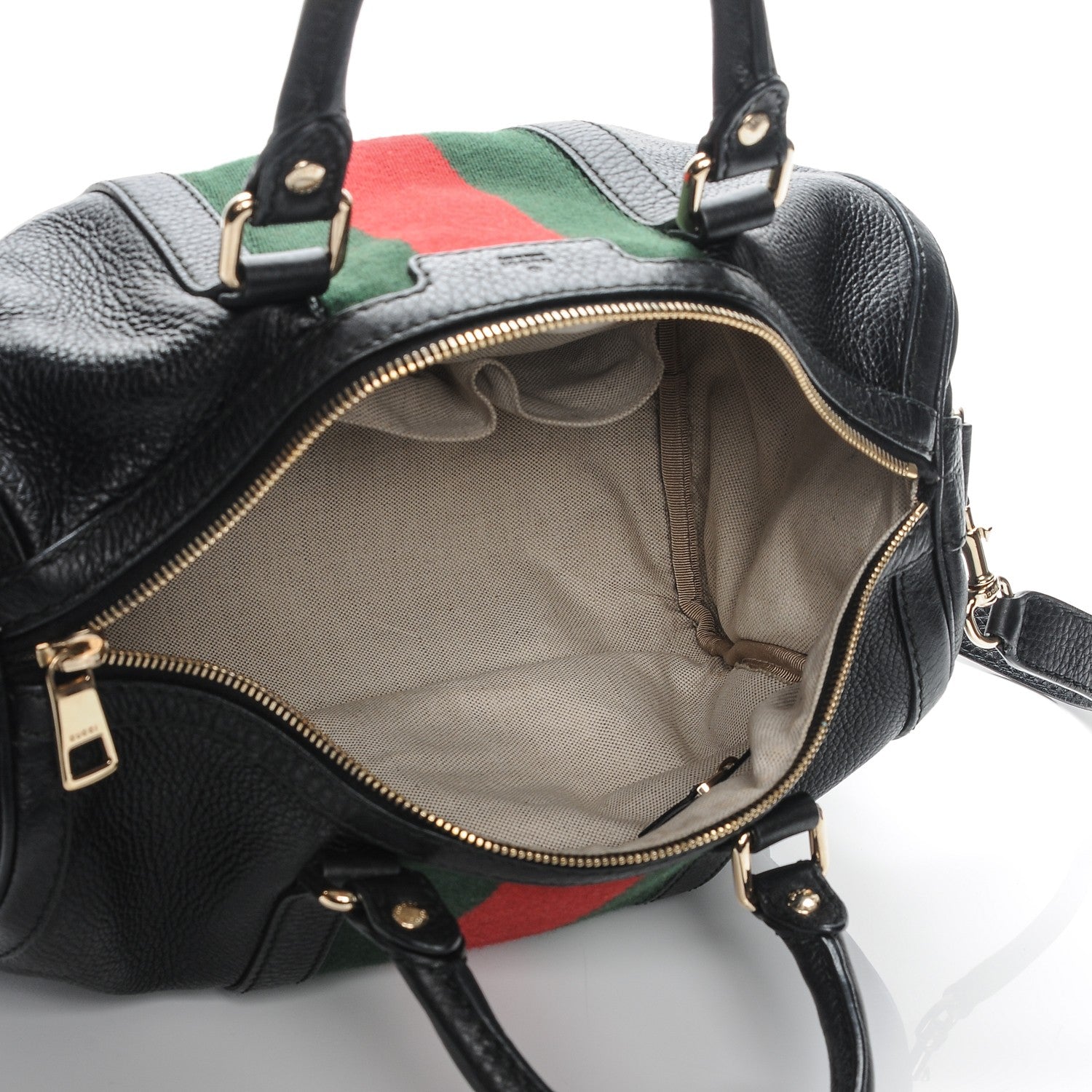 Gucci Calfskin Vintage Web Medium Boston Black 5 of 8