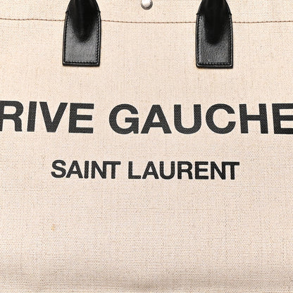 Saint Laurent Linen Calfskin Rive Gauche Tote Optic White 8 of 10