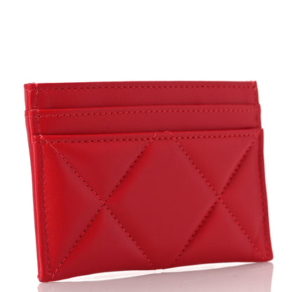 Chanel Lambskin Quilted Chanel 19 Card Holder Red 3 of 11