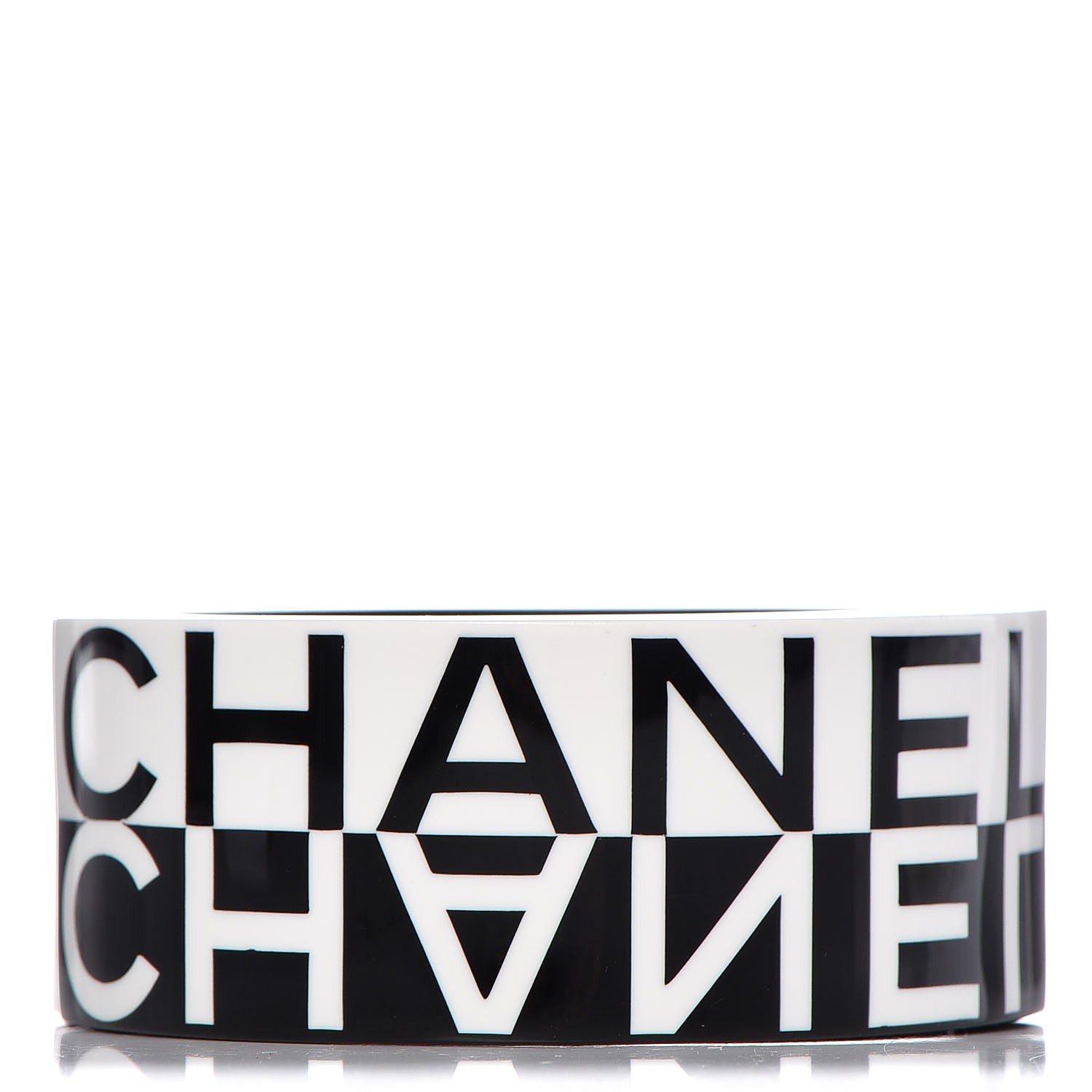 Chanel Resin CC Cuff Bracelet Black White 1 of 4