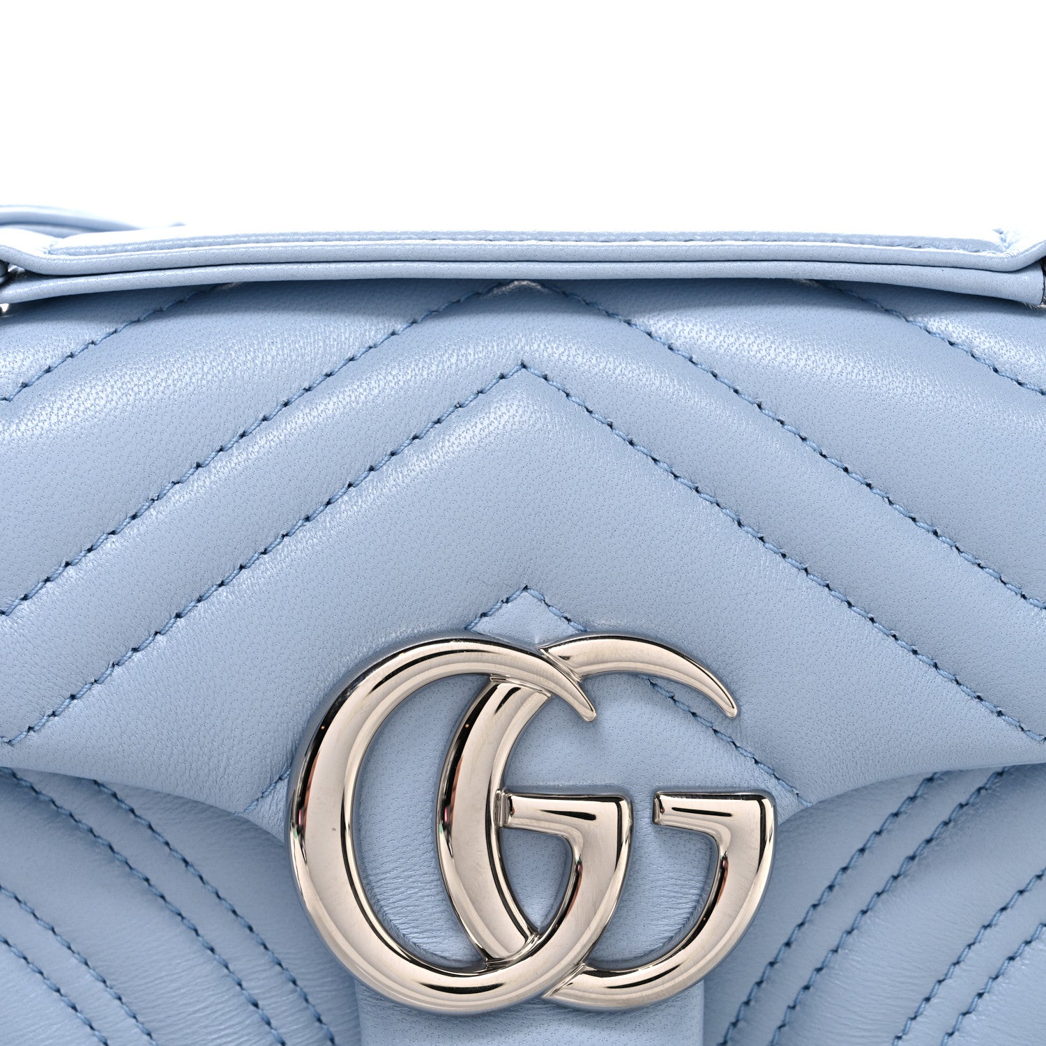 Gucci Lambskin Matelasse Small GG Marmont Shoulder Bag Light Blue 8 of 10