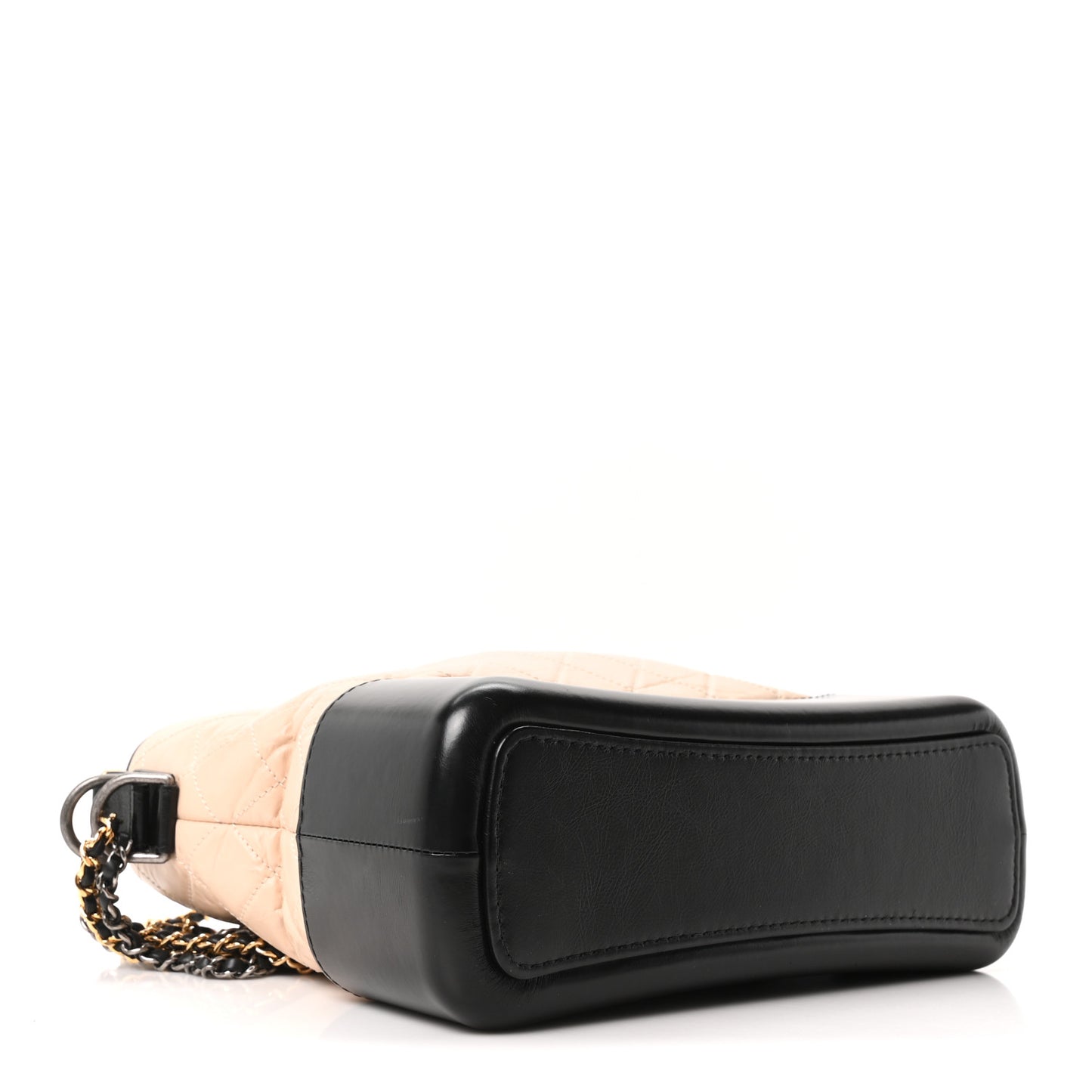 Aged Calfskin Quilted Medium Gabrielle Hobo Beige Black