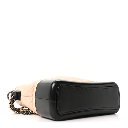 Chanel Aged Calfskin Quilted Medium Gabrielle Hobo Beige Black 4 of 10