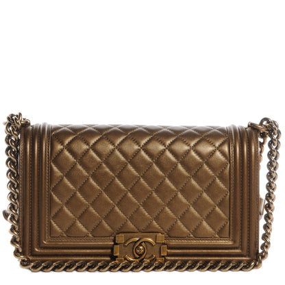 Chanel Lambskin Quilted Medium Boy Flap Dark Gold 1 of 8