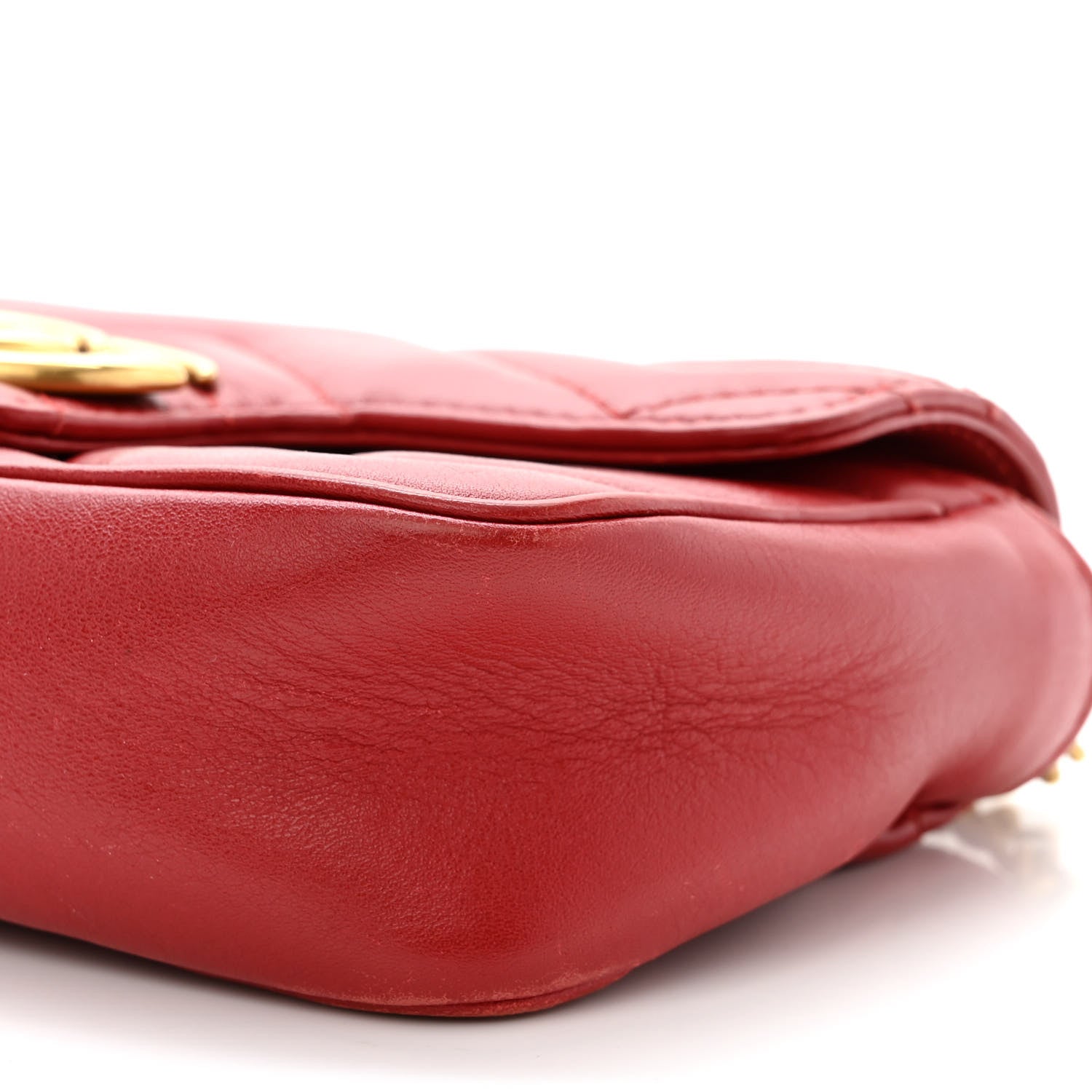 Gucci Calfskin Matelasse Super Mini GG Marmont Shoulder Bag Hibiscus Red 10 of 10