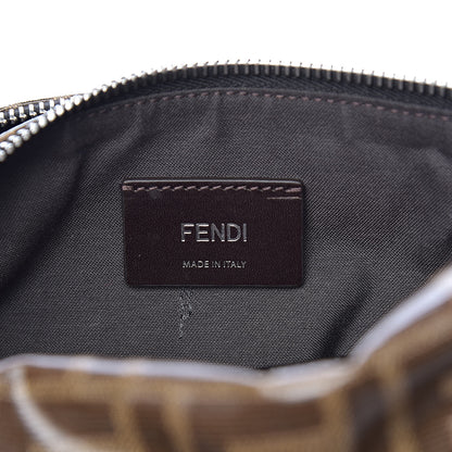 Fendi Glazed Fabric Vitello Century FF 1974 Stamp Patch Pocket Belt Bag Mogano Panna Black 6 of 10