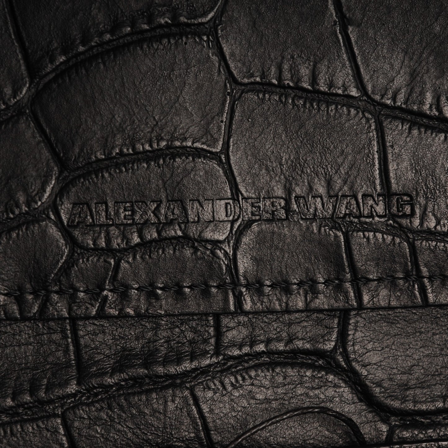 Calfskin Crocodile Embossed Prisma Skeletal Tote Black Silver Hardware