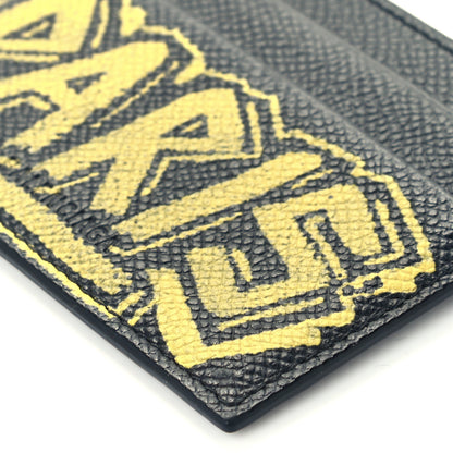 Balenciaga Signature Grained Calfskin Graffiti Ville Multi Card Holder Black Yellow 8 of 8
