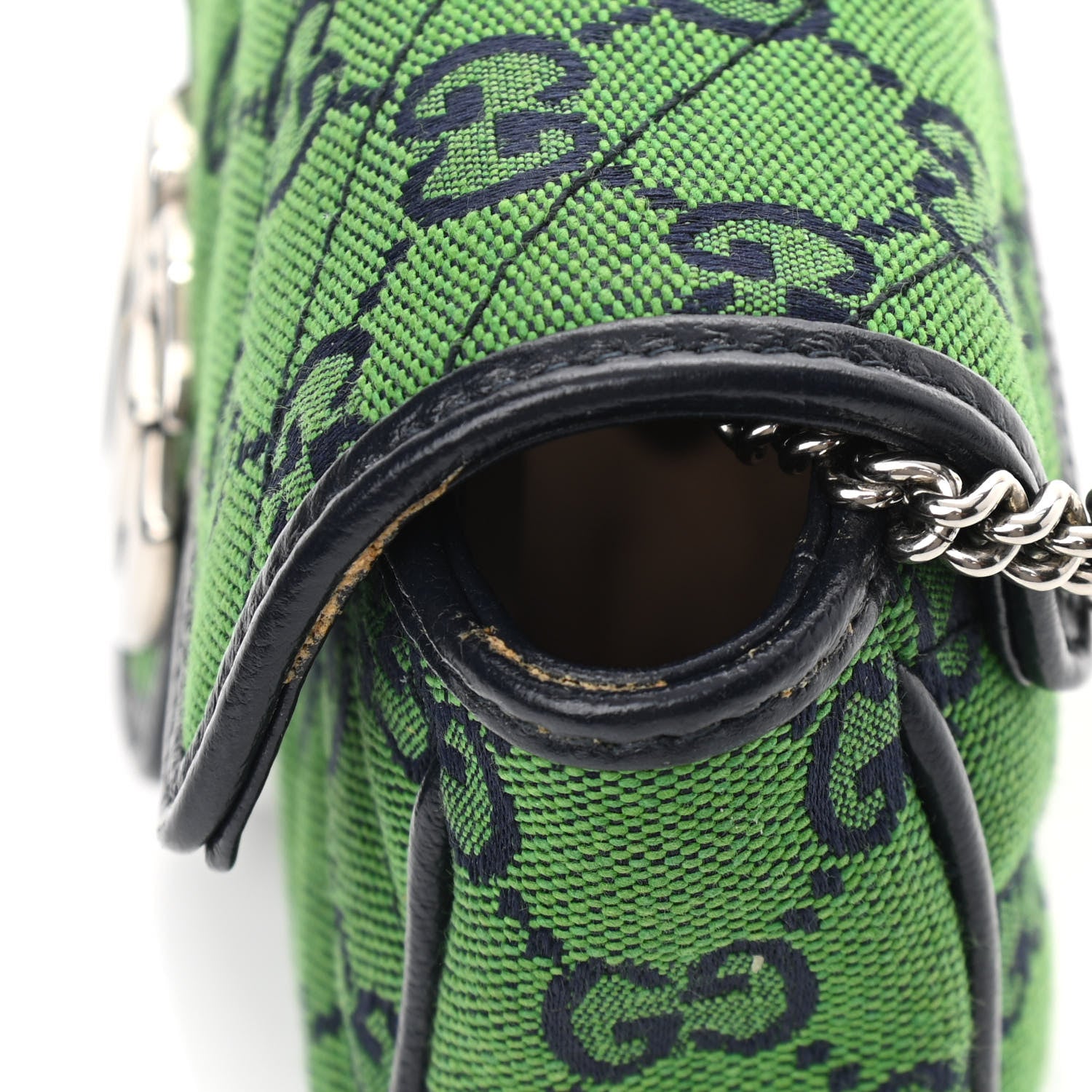 Gucci Monogram Multicolor Matelasse Diagonal Super Mini GG Marmont Shoulder Bag Green Blue 12 of 13