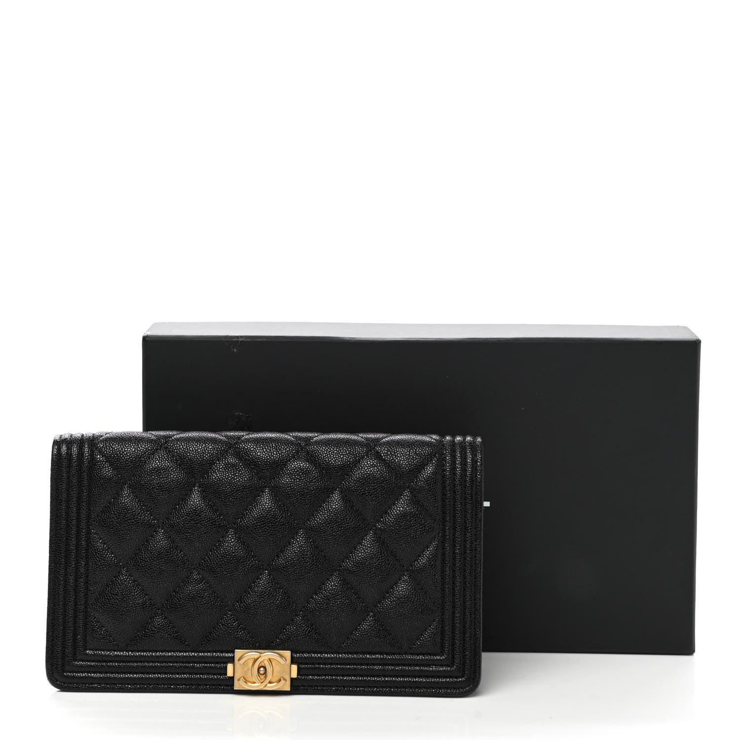 Chanel Caviar Quilted Boy Yen Wallet Black 9 of 9