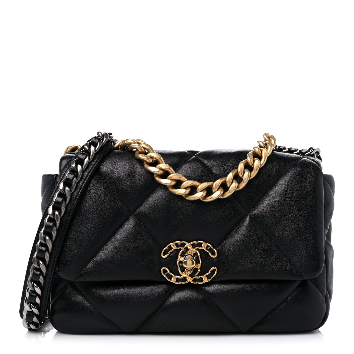 Lambskin Quilted Medium Chanel 19 Flap Black