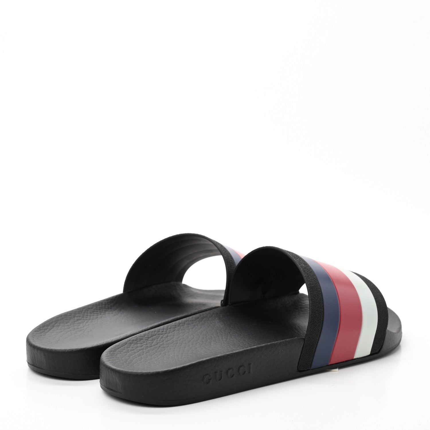 Gucci Rubber Web Mens Pool Slide Sandals 13 Black Mystic White Hibiscus Red Marine 4 of 7