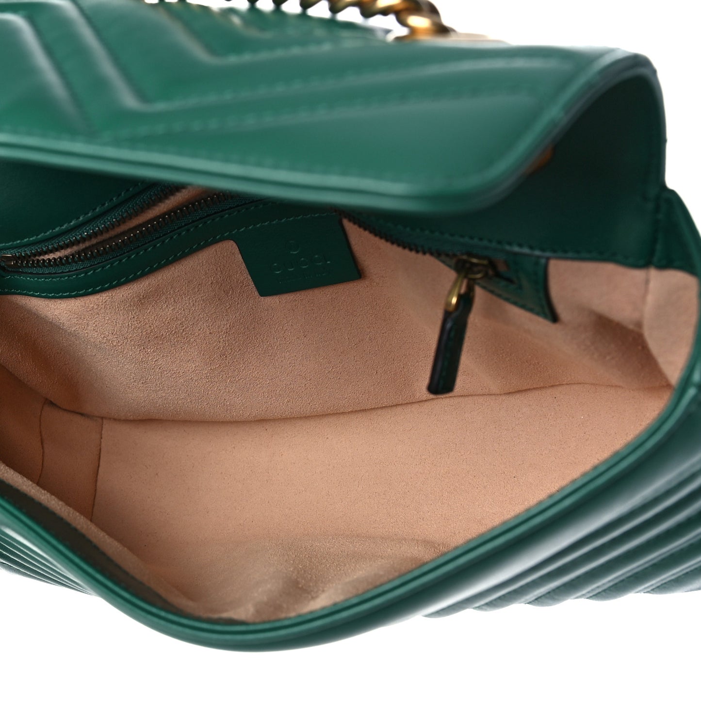 Calfskin Matelasse Small GG Marmont Shoulder Bag Emerald Green
