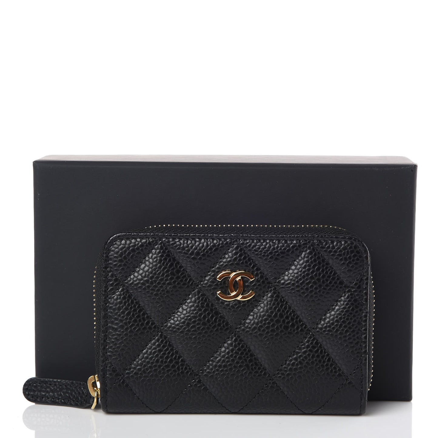 Caviar Quilted Zip Coin Purse Black