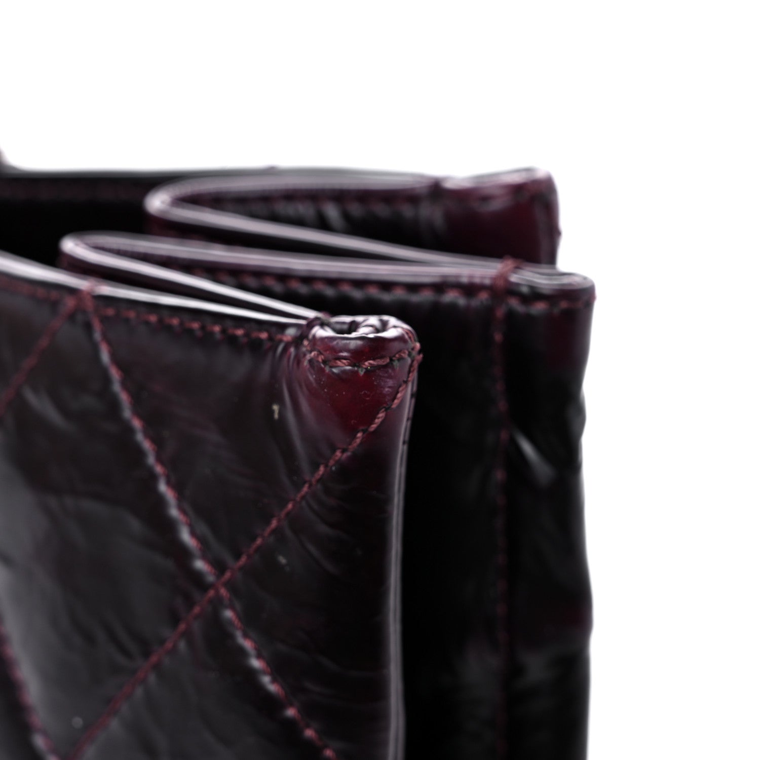 Chanel Patent Quilted Accordion Tote Burgundy 18 of 19